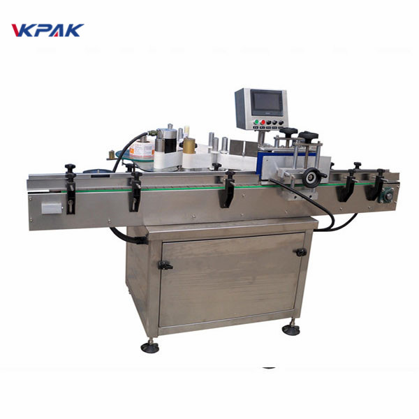 SUS304 Servo Motor Automatic Round Bottle Labeling Machine Kontrol PLC