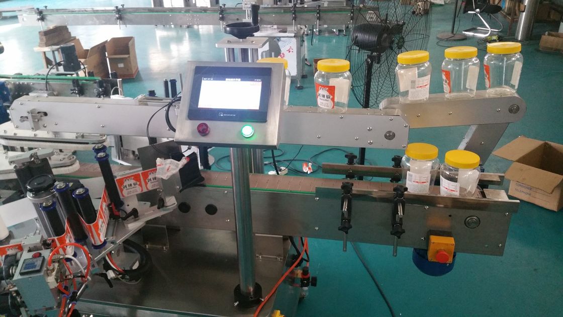Mesin Pelabelan Stiker Sisi Ganda Botol Bulat Otomatis Untuk Botol Bir